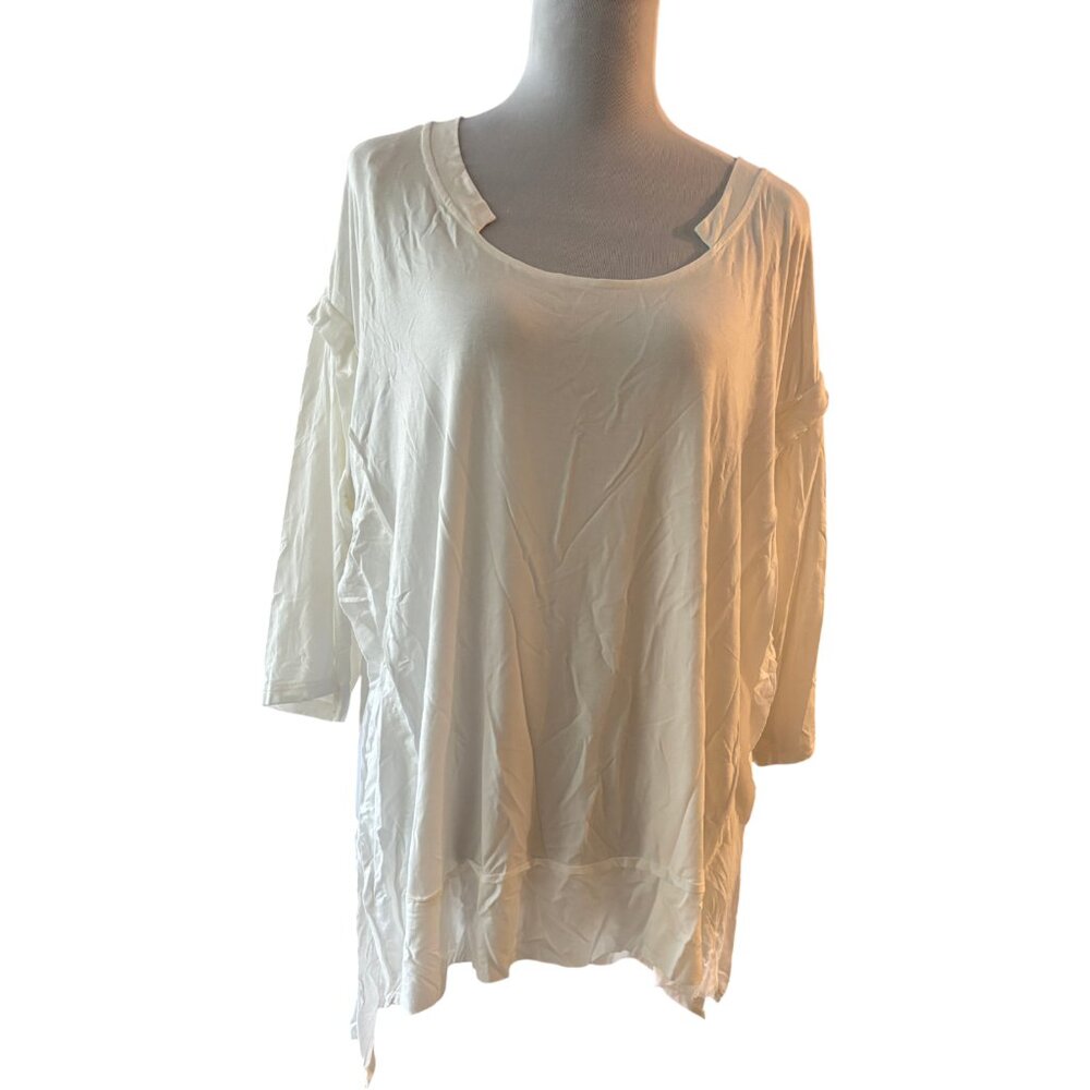 POL women's white oversized open sides 3/4 sleeve tunic sz M fits up to XL NWOT‎